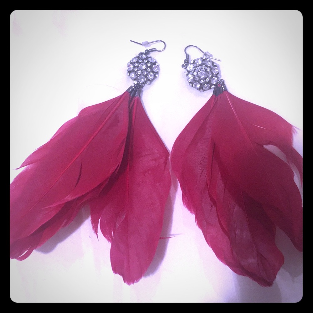 Feather costume earrings
